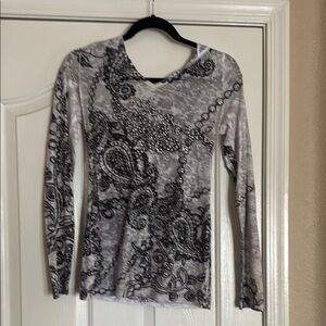 Elegant Black and Gray Paisley Women's Top